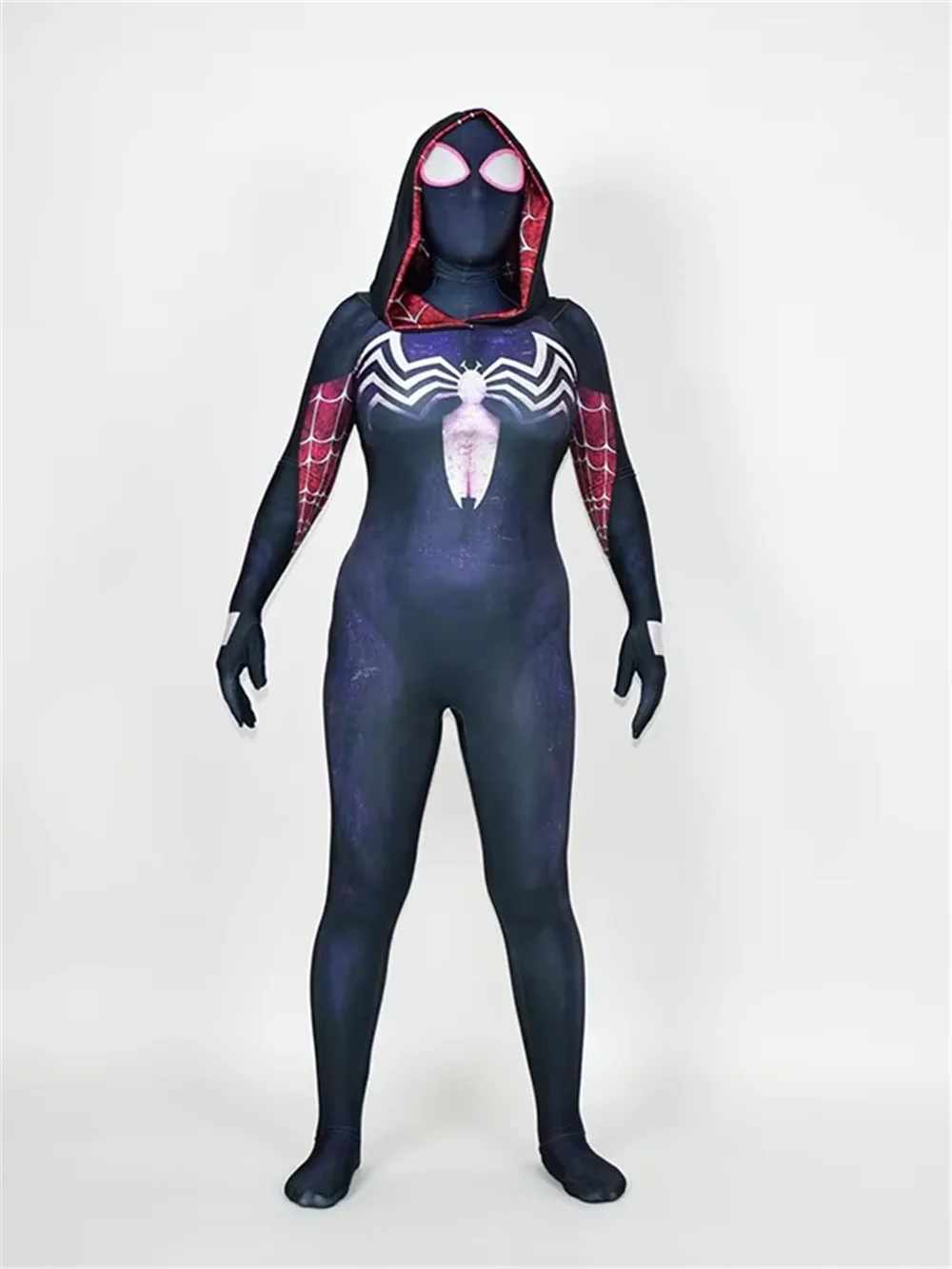 Halloween Adults Venom Gwen Stacy Spider Cosplay Costume Symbiote Superhero Zentai Suit Female Woman Full Bodysuit