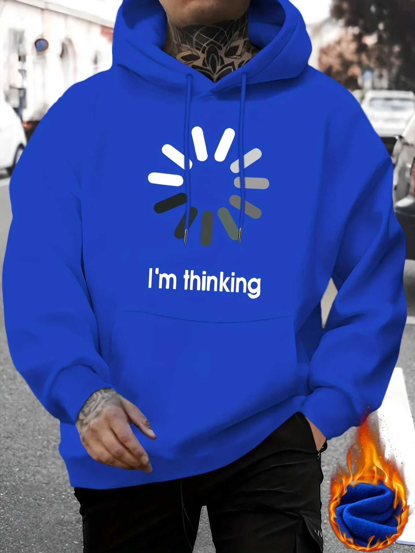 Men Funny I'm Thinking Loading Spinner Graphic Front Print Hoodie Pullover Sweatshirt Humor Meme CasualLooseStreetwearHoodedTops