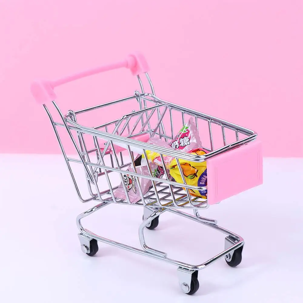 Carro de compras de juguete para jugar, muebles para casa de muñecas, carrito de mano para supermercado, cesta de compras para supermercado, accesorios para casa de muñecas