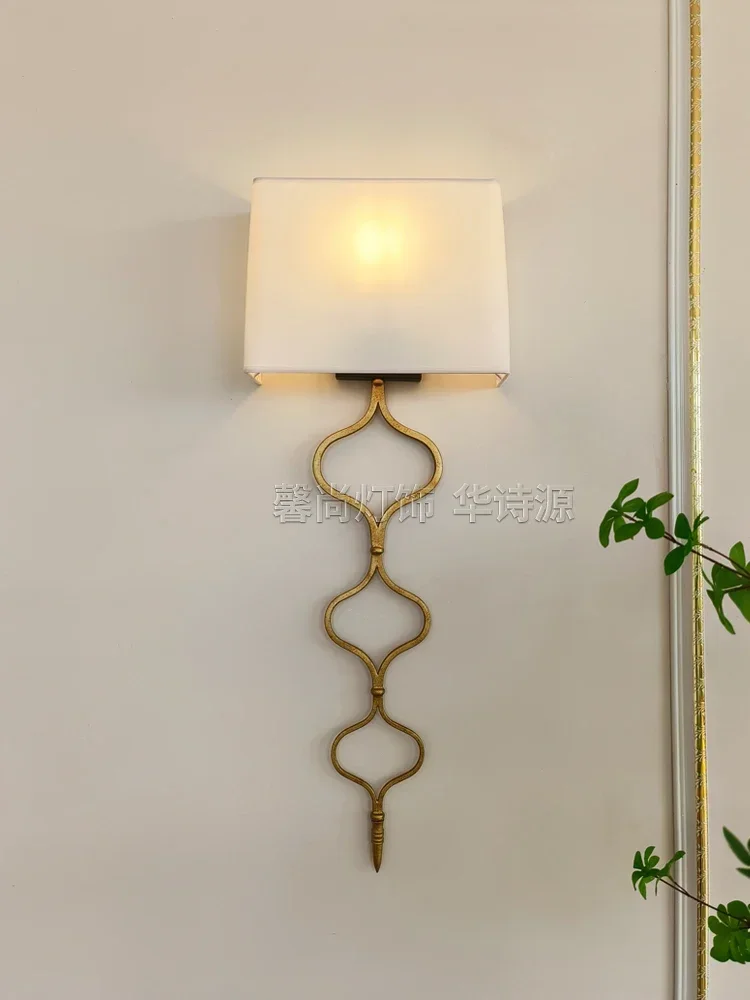 Export Post-Modern American Fabric Wall Lamp Personality S-Shaped Hollow Bedroom Bedside Lamp Corridor Aisle Iron Craft Wall