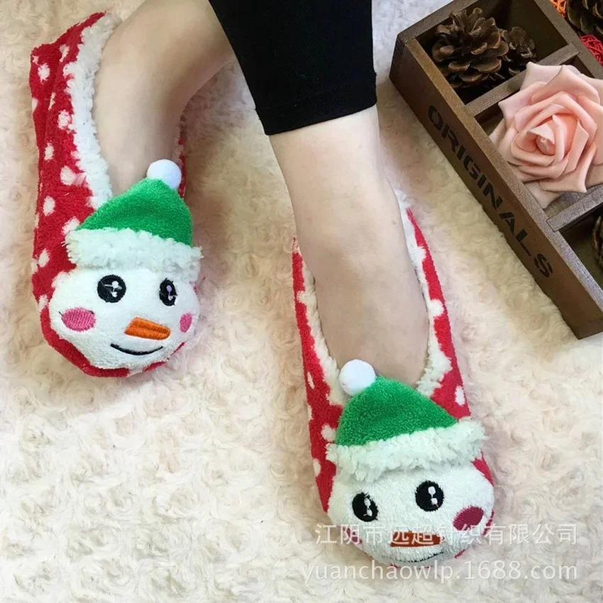 

Home Slipper Fuzzy Women Winter Warm Kawaii Funny Cute Plush Christmas Gift Indoor Cute Female Dot Fluffy House Shoes Flat Furry