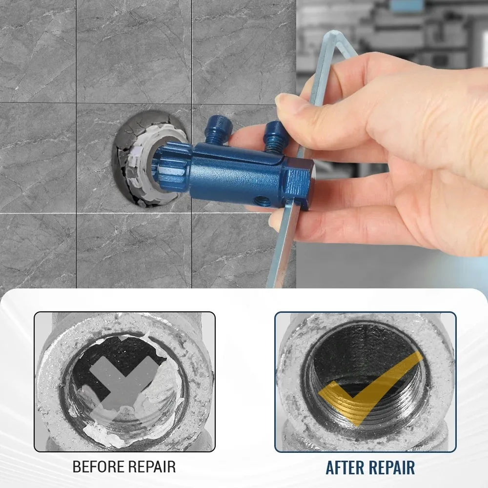 Broken Pipe Thread Extractor for 1/2-3/4-1inch DN15/20/25 Pipes Thread Removal Tool for Broken Threads in Faucets/Angle Valves