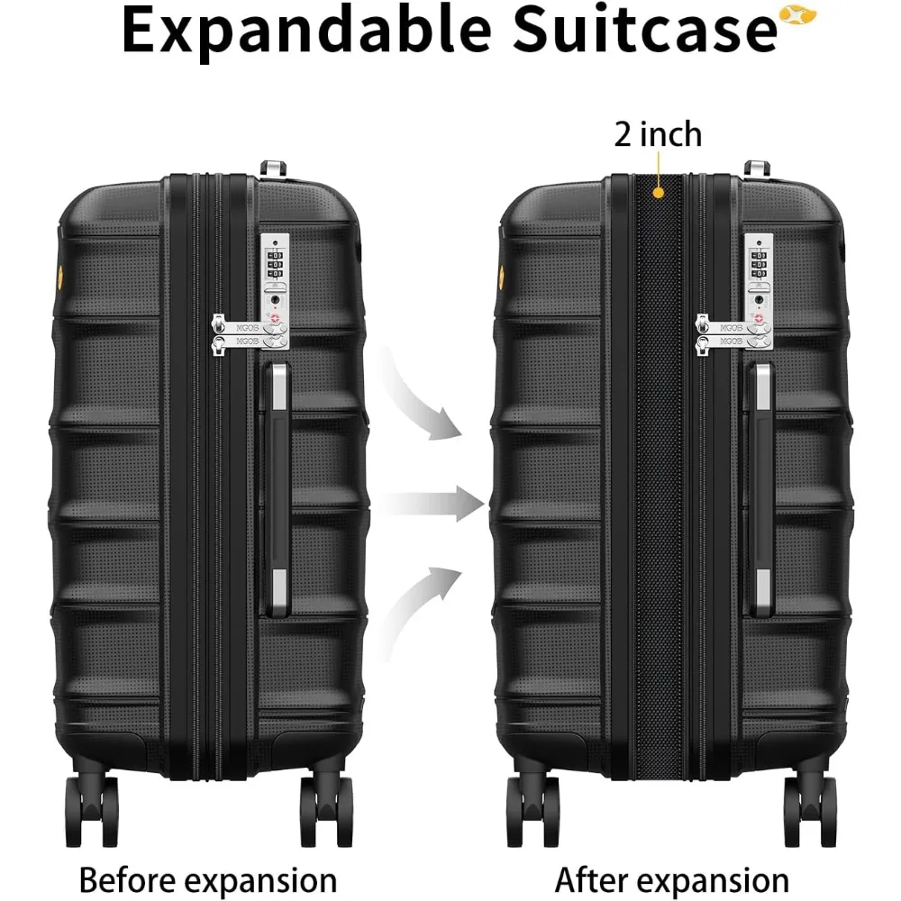 حقيبة دوارة صلبة خفيفة الوزن للغاية مقاس 20 بوصة، معتمدة من شركة الطيران، قفل TSA، تناسب الجزء السفلي من المقعد، 8 عجلات، أمتعة مقاس 22 × 14 × 9 بوصة