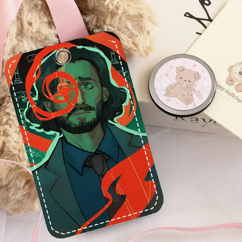 1pc Game Alan Wake 2 Card Case Keychain Access Card Bag Key Tag Ring Leather Card Holder Key Ring Access view 6