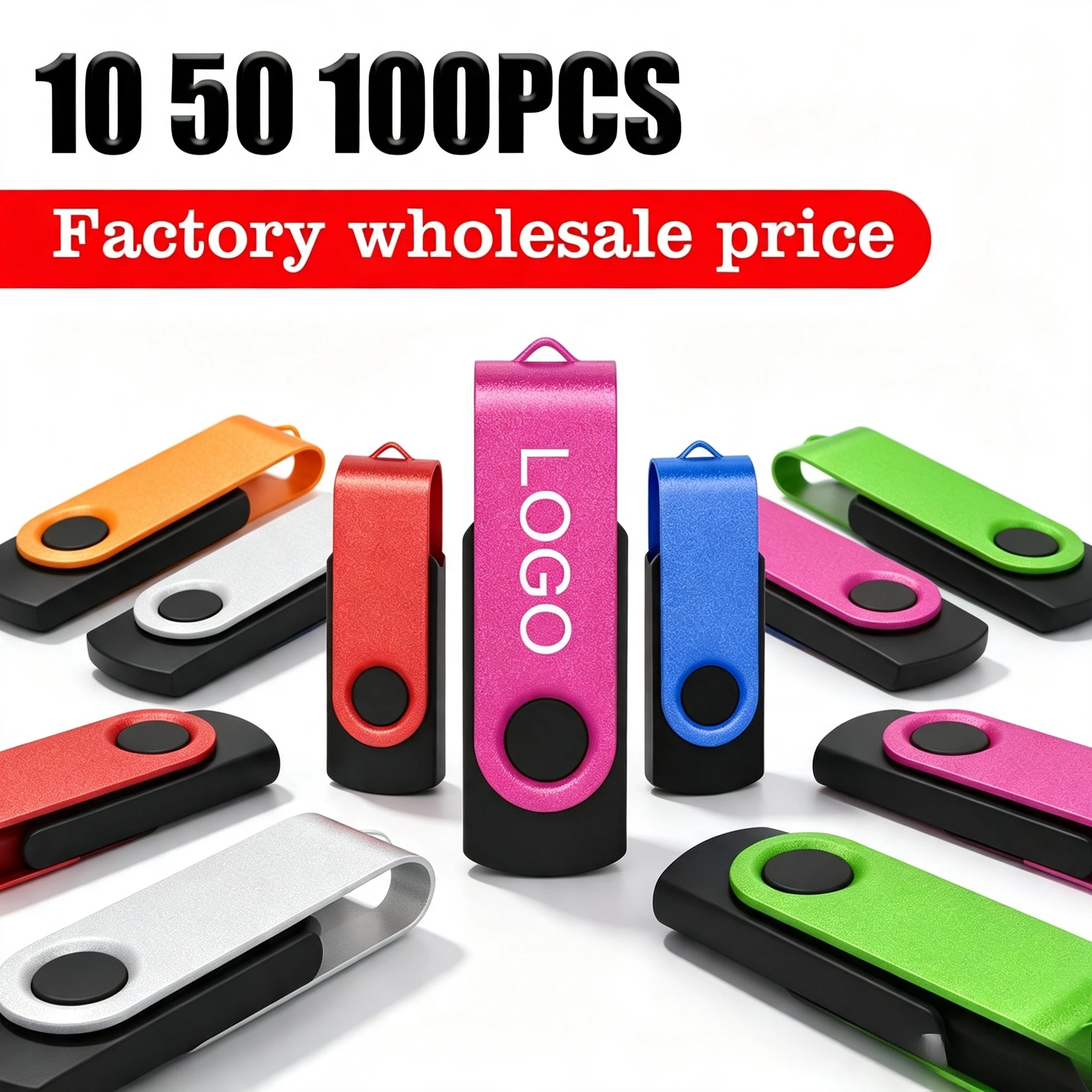 10/50/100Pcs USB 2.0 Flash Drive Pendrive 1GB 2GB 4GB Pen Drive 8GB 16GB Memory Stick 32GB USB Stick 64GB Flash 128M Custom Logo