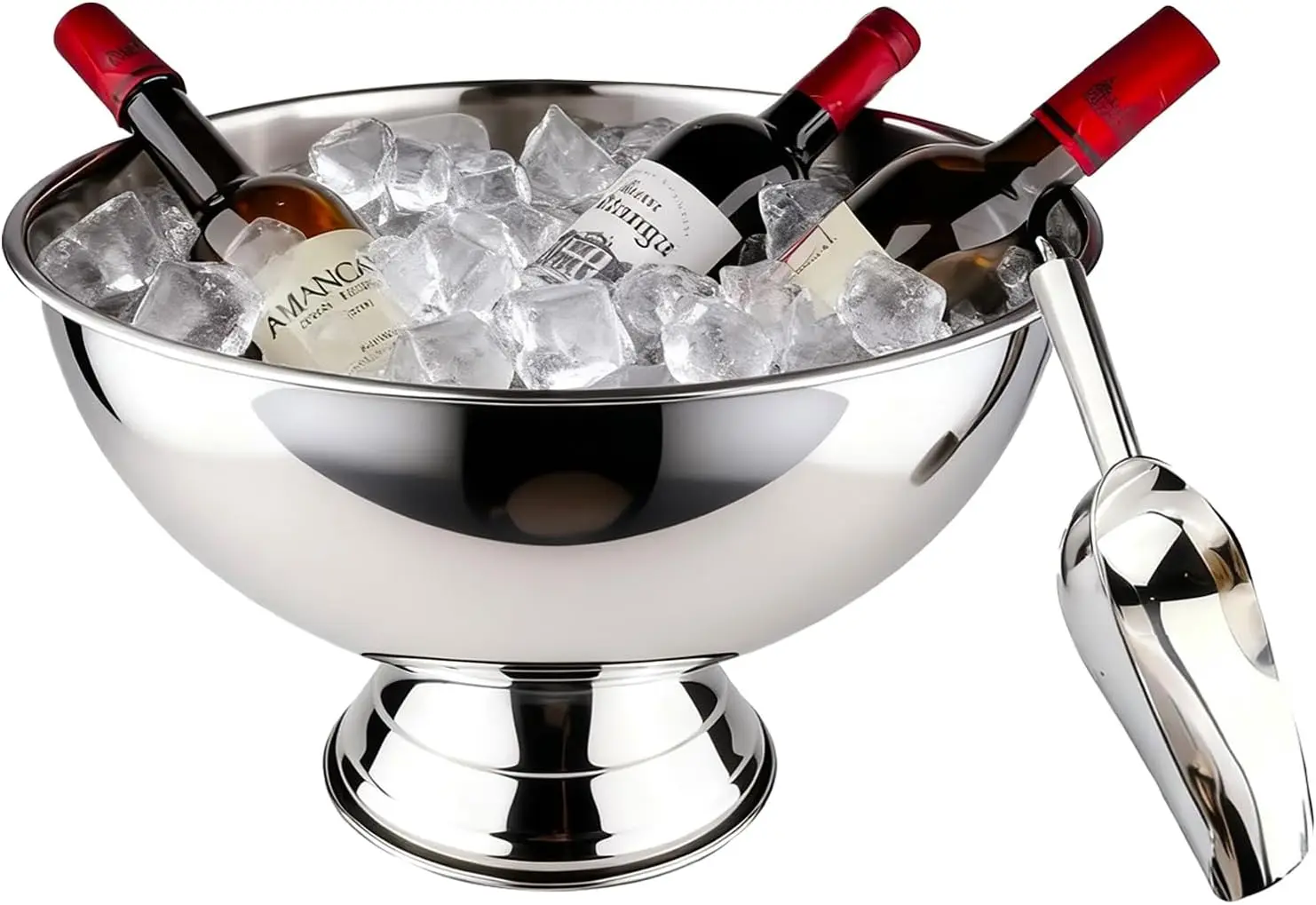 

13L Stainless Steel Ice Bucket with Ice Scoop Large Champagne Bowl Beverage Tub for Parties Bar
