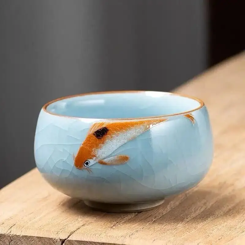 Ru Kiln Teacup Ceramic Ru Porcelain Gracked Glaze Master Cup Individual Single