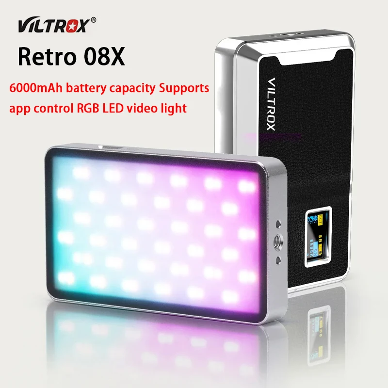 

VILTROX Retro 08X 6000 мАч, управляемая через приложение RGB светодиодная световая лента для видео, металлическая световая панель для съемки камеры