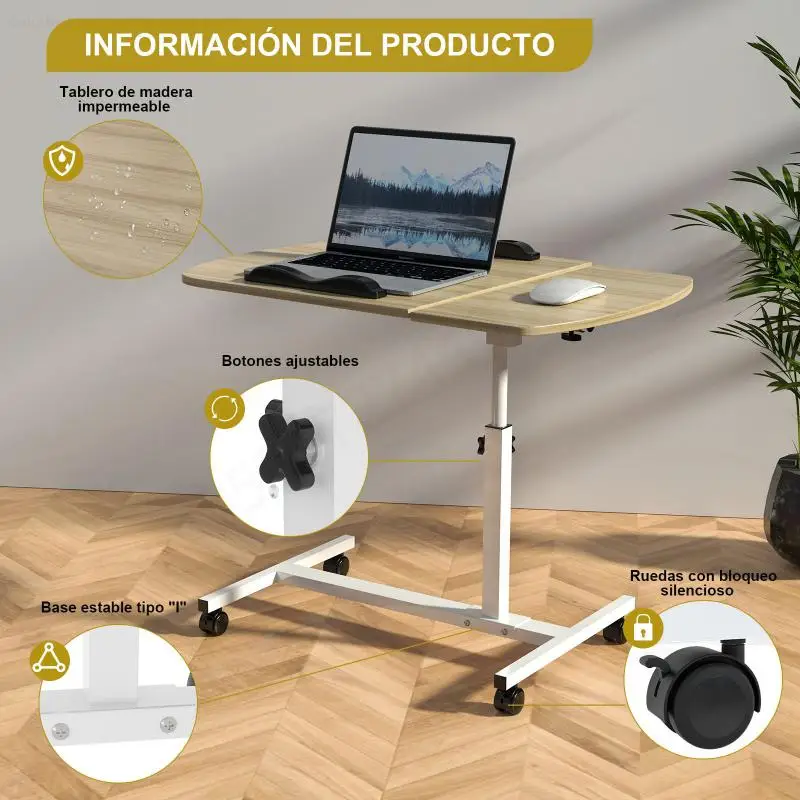 Notebook Table Height Adjustable Lifting Mobile Computer Desk Bedside Sofa Bed Stand Table With Wheel Bedroom Furniture HWC