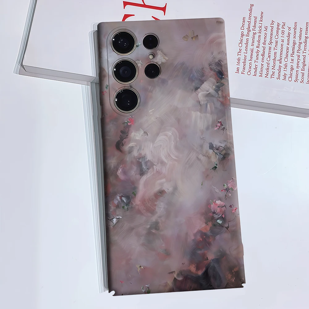 Blended Floating Petals Phone Case for Samsung Galaxy S26 S25 Ultra S24 S23 Ultra Plus Glossy Double-layer Back Cover