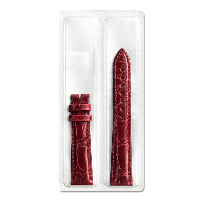 New Launch Style 17mm Shining Wine Red Alligator Band Elegant Watch Strap For High Brand Watch