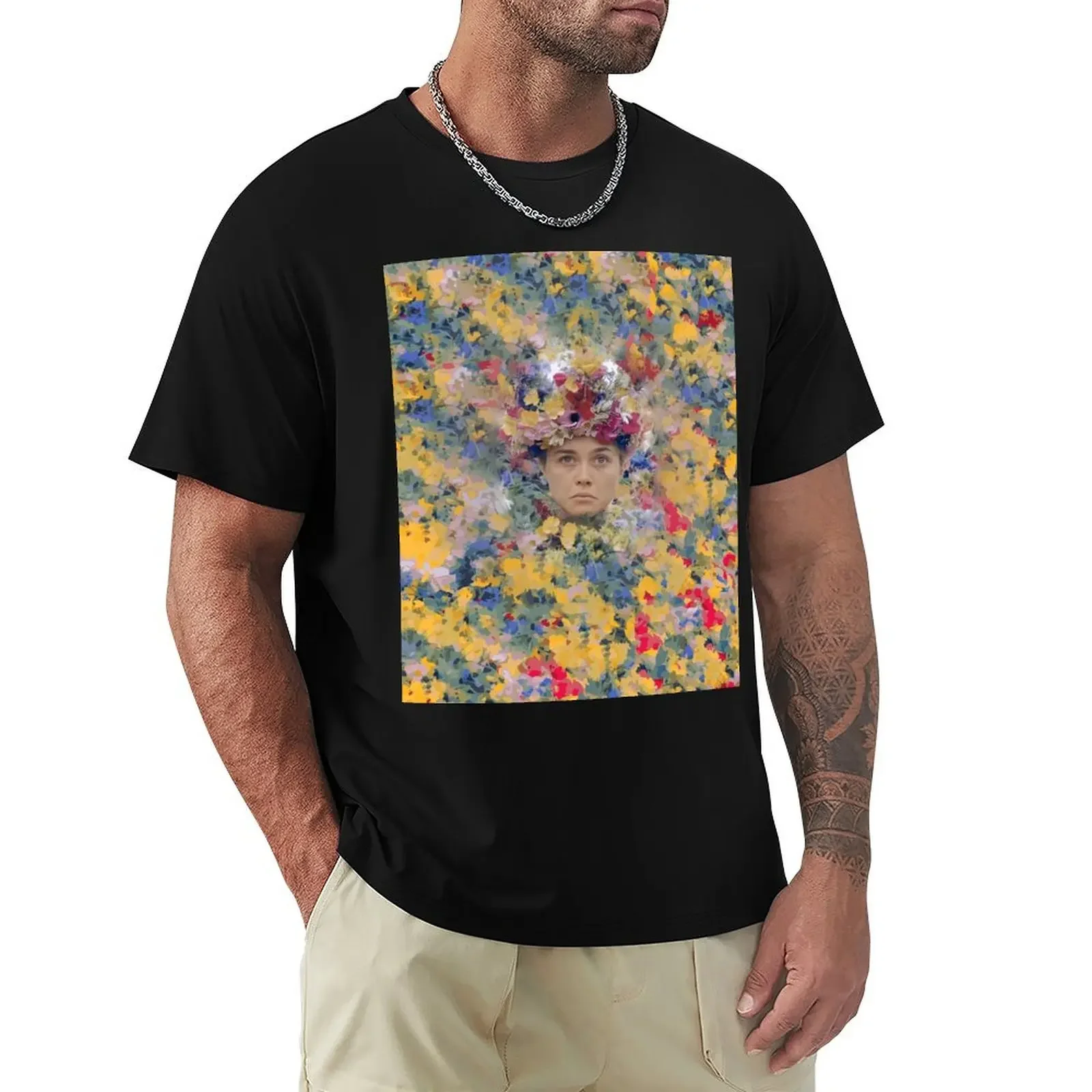 Pugh n' Flowers T-Shirt pour hommes, imprimé animal pour garçons, haut d'été, vêtements de créateurs