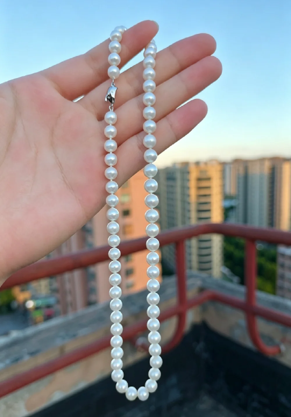 Classic necklace AAAA7-8mm/8-9mm/9-10mm natural pearl necklace 925 silver buckle -16in/18in