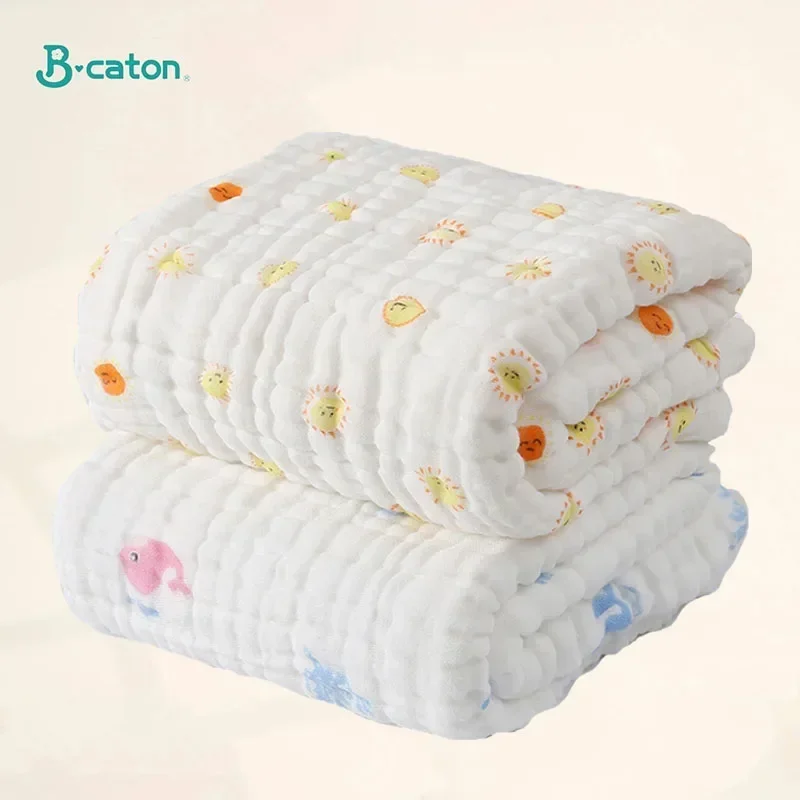 Baby Bath Towel Cartoon Print 6-layer Newborn Towel Cotton Blankets for Baby Bathrobe Washcloth Infant Swaddles