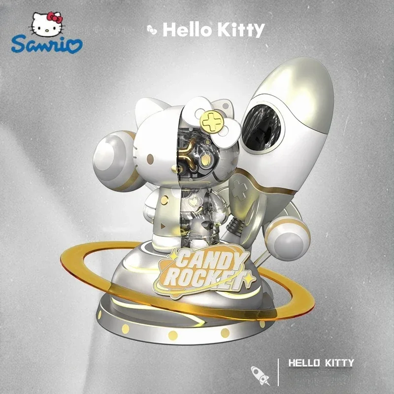 New Sanrio Hello Kitty Sweet Heart Rocket Cyborg Hello Kitty Can Be Detachable With Lamp Hand Model Decoration Birthday Gift