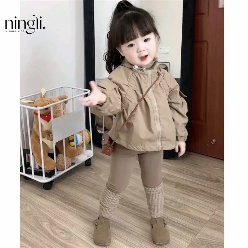 

Baby Girl Trench Coat Coat Set24Spring and Autumn New1Children's Autumn Coat for Women2Children's Two-Piece Suit