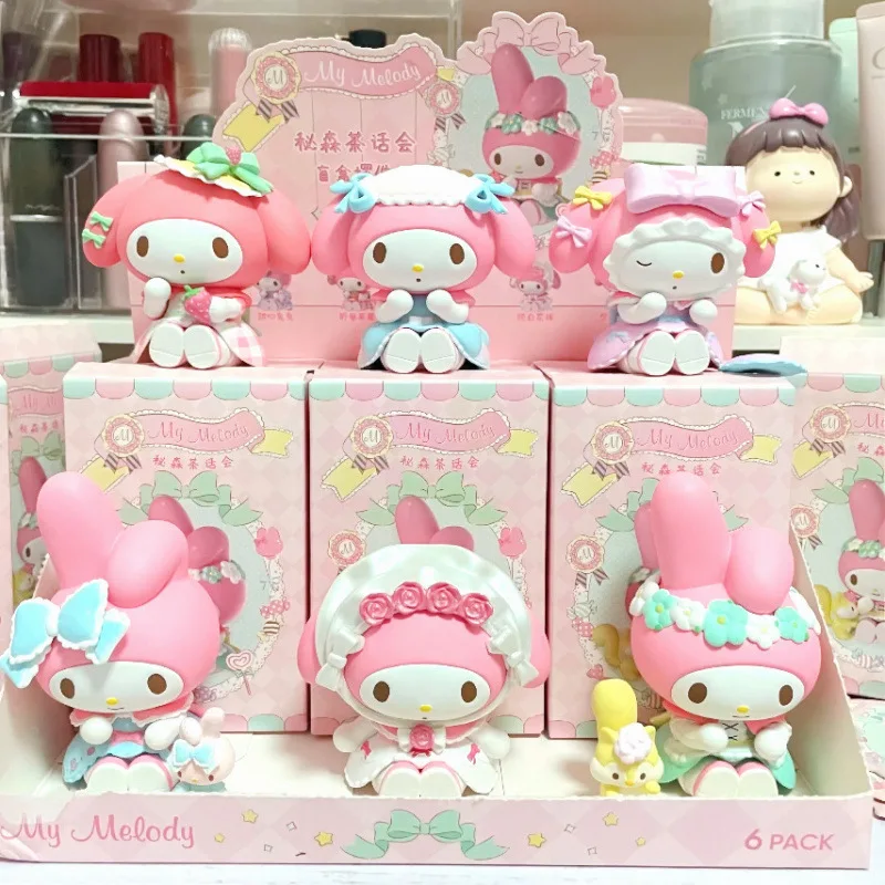 Sanrio My Melody Tea Party Blind Box Tide Play Display Piece Melody Tie Cute Desktop Hand Do Gift Decoration Collection - Image 2