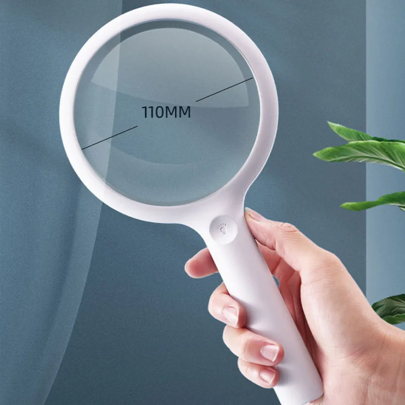 110Mm Rechargeable Handheld Magnifier 3 Lighting Modes Illuminated Magnifying Glass 3X 10X 20 Led Lighted for Seniors Reading