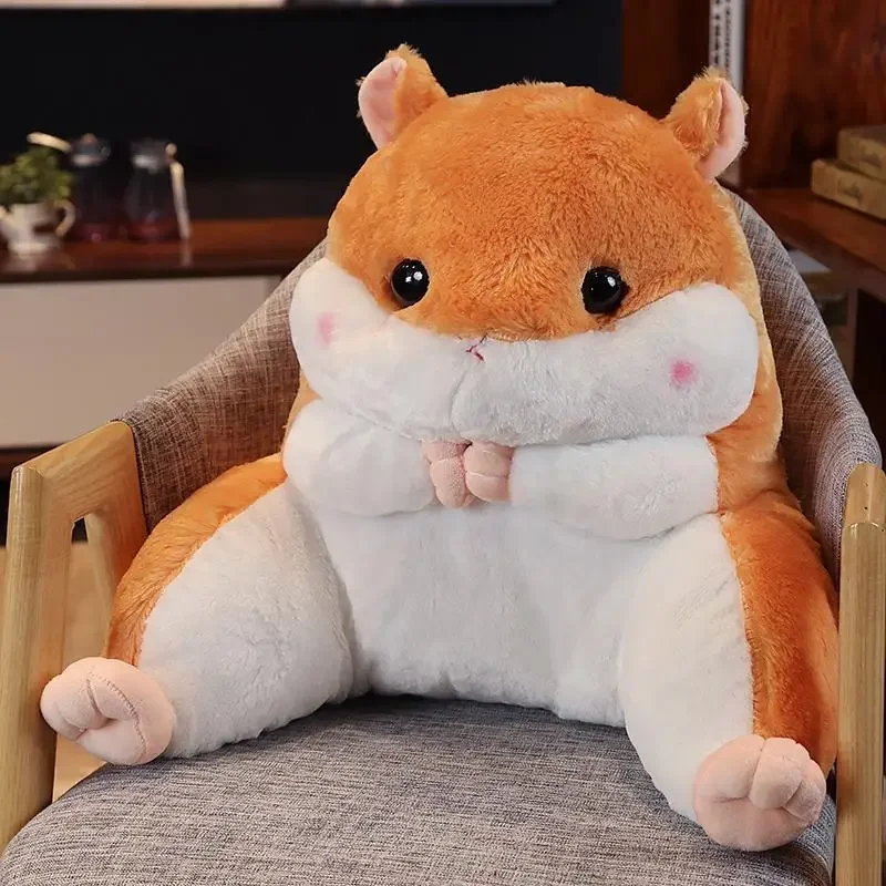 Cute Hamster Backrest Car Office Seat Cushion Student Pregnant Woman Waist Protection Throw Pillows Decoration Home Sofa Bedside