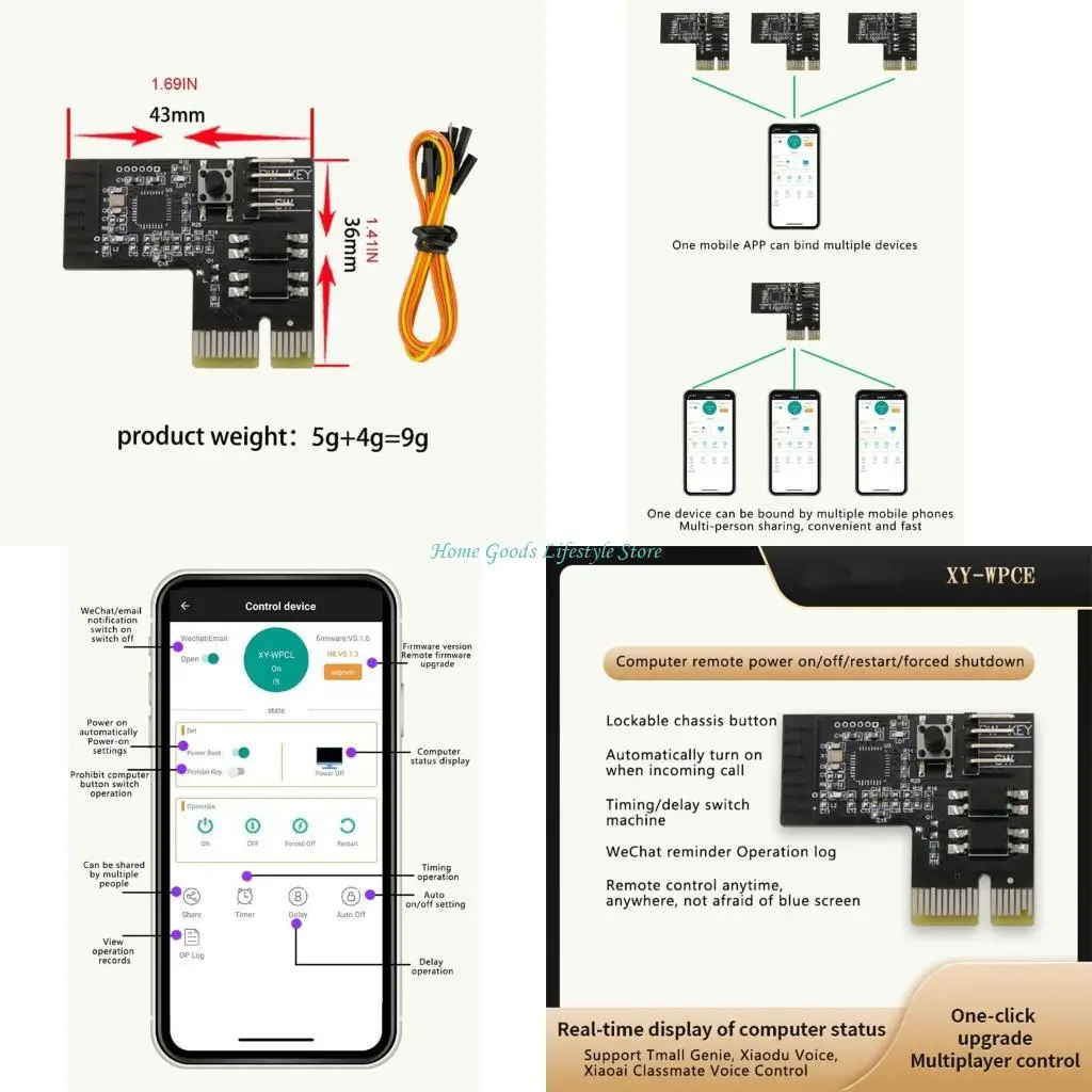 

E74E WiFi APP Remote Controlled Switch Card for Turn On/Off Easy to Install