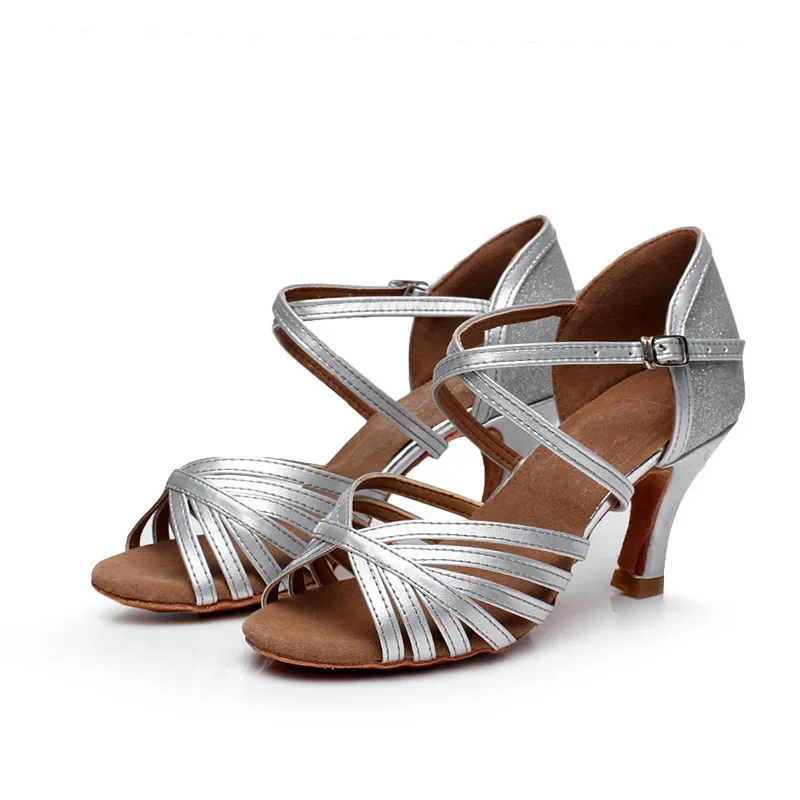XIHAHA ฤดูร้อนรองเท้าเต้นรําแบบละตินสุภาพสตรี Salsa Tango บอลรูมปาร์ตี้สาวสีฟ้ารองเท้าแตะส้นสูงแจ๊สรองเท้าผ้าใบรองเท้าแต่งงาน