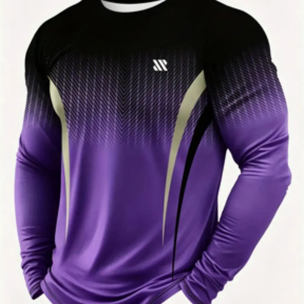 Modisches Langarm-Sportshirt mit Farbverlaufmuster, atmungsaktiv, bequem, lässiges Sport-Oberteil, Unisex, vielseitiger Stil, Kinder-T-Shirt – Detail 8