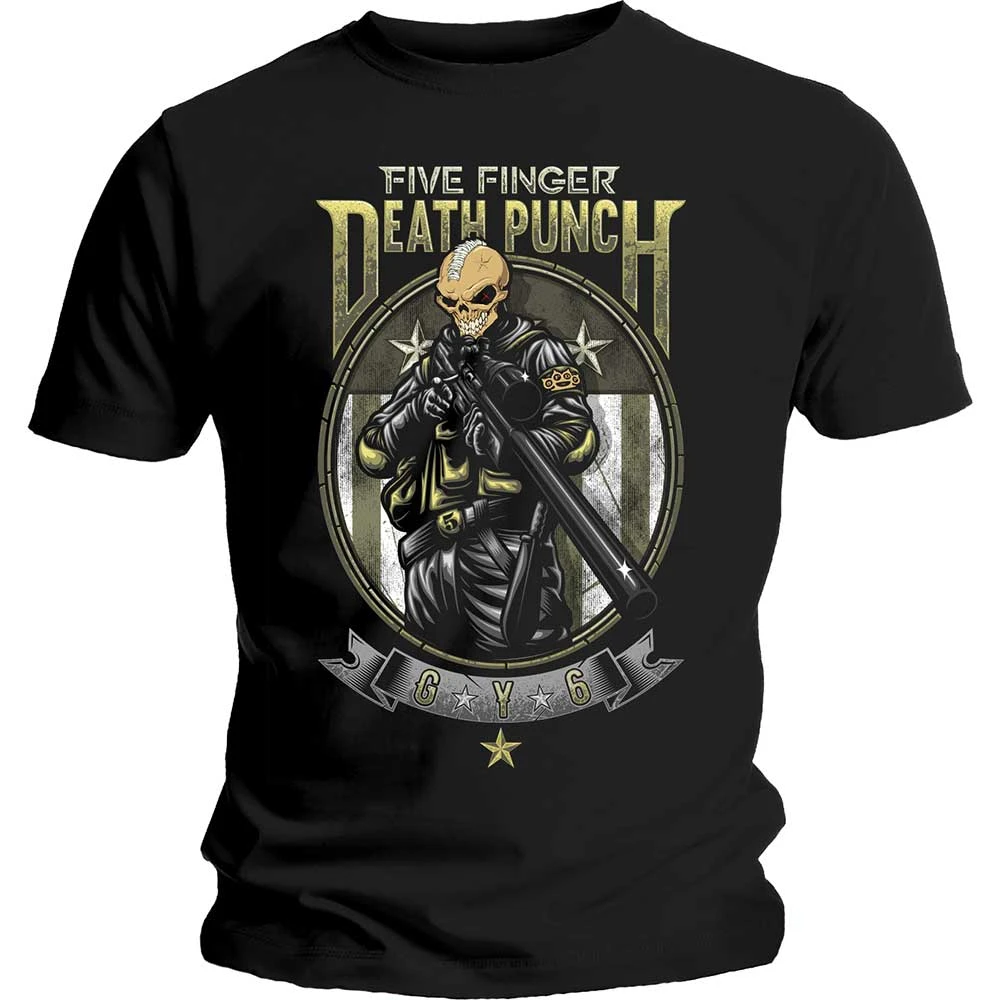 War Soldier Five Finger Death Punch Band T-Shirt Baumwolle Grafik-T-Shirt Herren Damen Sommer Streetwear – Detail 5