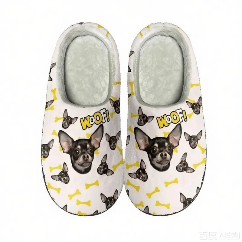 

Chihuahua Home Cotton Slippers Mens Womens Thermal Indoor Slipper Customized DIY Shoe Plush Bedroom Casual Keep Warm Shoes