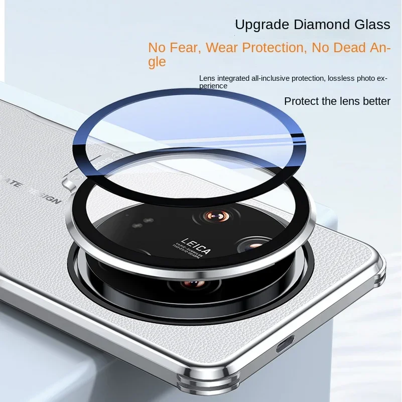 Etui z szklaną osłoną obiektywu, niewidoczny uchwyt, do Xiaomi 15 Ultra 15 Pro 17 Pro Max, cztery narożniki odporne na upadki, gładka skóra, odporne na wstrząsy. — zdjęcie produktu 2