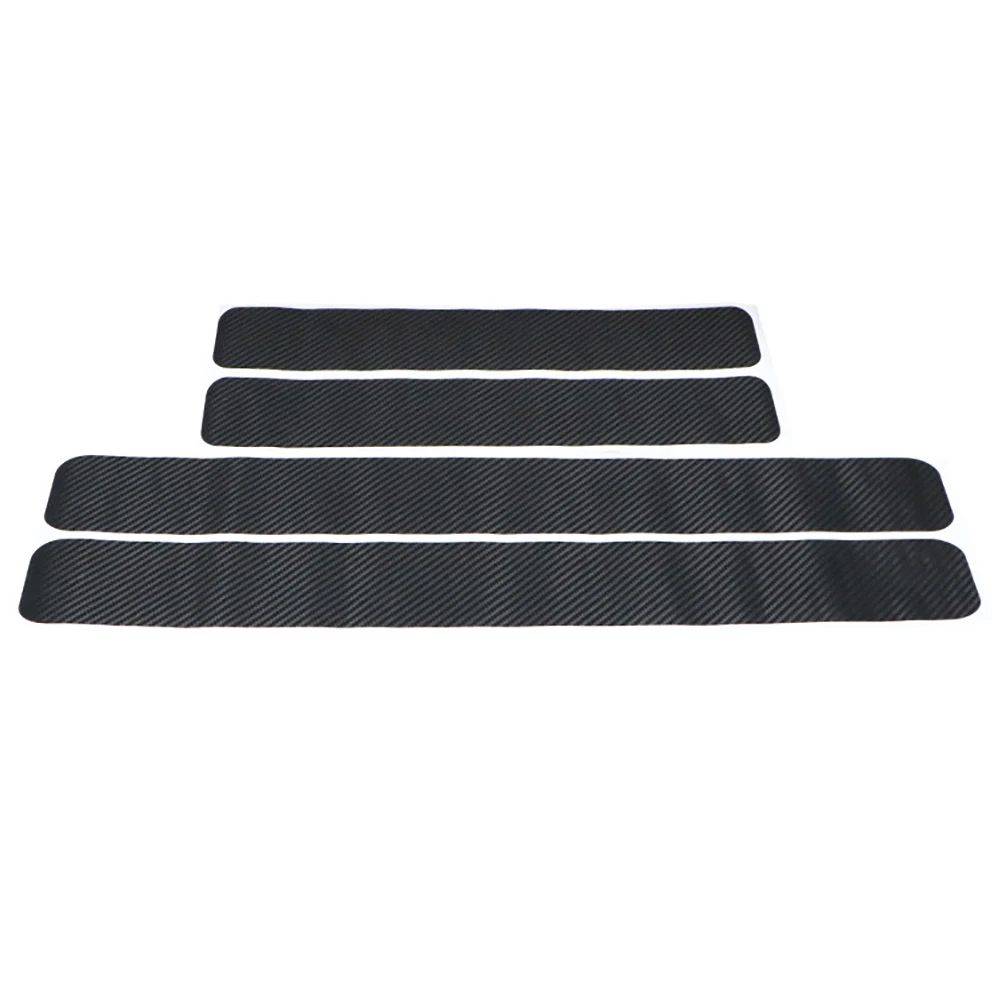 4PCS 3D Carbon Fiber Car Sticker DIY Paste Protector Strip Door Sill Side Mirror Anti Scratch Tape Waterproof Protection Film