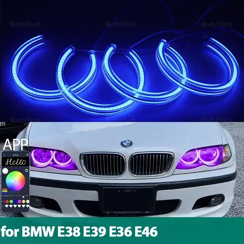 

For BMW 3 5 7 Series E36 E46 E39 E38 728i 740d 325i 328i 740i 730d Crystal LED Angel Eyes Ring RGB Multi-color APP Control Lamp