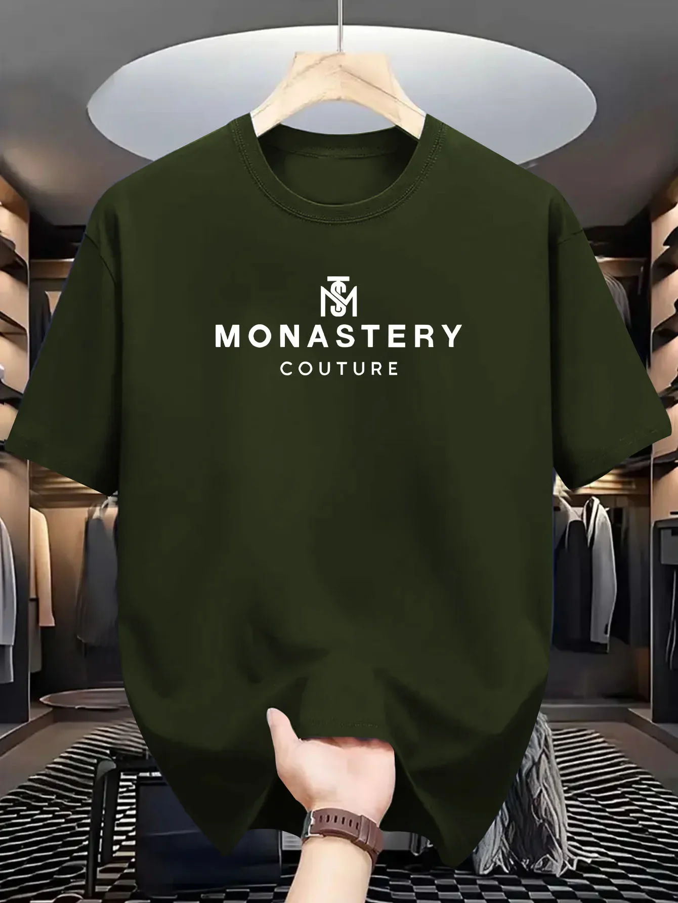

Men'S Casual Graphic T Shirt MONASTERY COUTURE Print Black Short Sleeve Tee for Summer, Comfortable Round Neck Lightweight