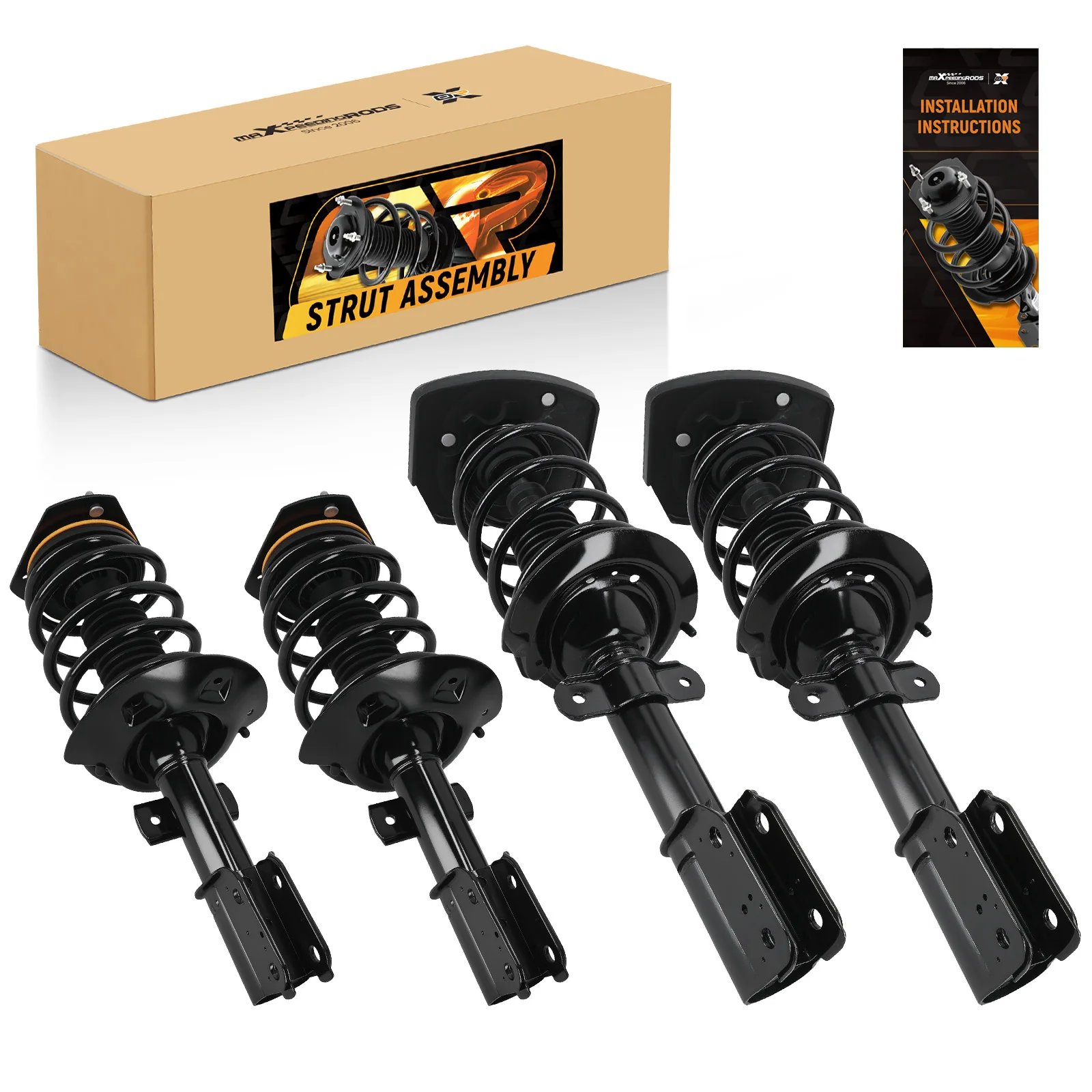 MaXpeedingrods New 4pcs Suspension Front Rear Complete Shocks Struts Coil Spring for Pontiac Grand Prix 2004-2008 STREET Use