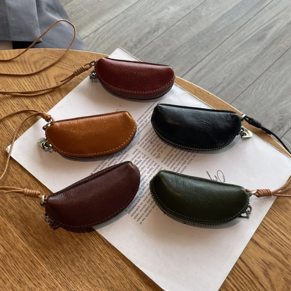 محفظة عملات معدنية من جلد البقر بطبقة علوية، حقيبة معلقة صغيرة للديكور اليومي متعددة الاستخدامات، حقيبة مفاتيح أحمر الشفاه متعددة الوظائف بسيطة #1