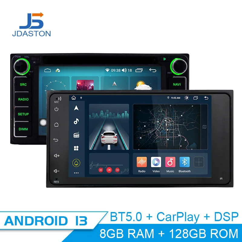 Jdaston Androd 13 Car Radio Carplay Autoradio Stereo Receiver Touch Screen GPS Navigation Universal Car Radio For Toyota DSP