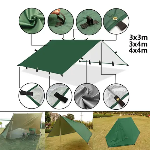 야외 배낭 여행 방수 캠핑 차양 차양, 4x4m, 4x3m, 3x3m, 19 행잉 포인트 텐트 타프, 서바이벌 차양 캐노피