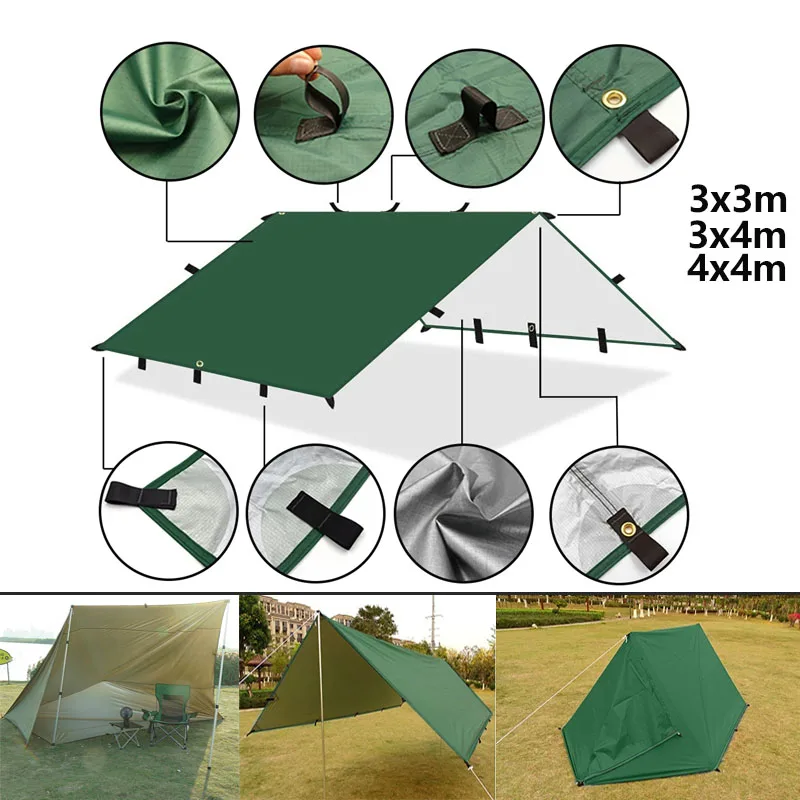 Imagem -02 - Pontos de Pendurar Tenda Tarp Survival Sun Shelter Shade Canopy Mochila ao ar Livre Impermeável Camping Toldo Sunshade 4x4m 4x3m 3x3m 19