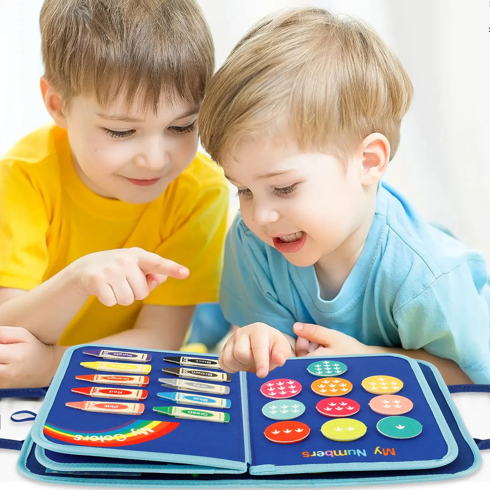 

Felt Toddler Busy Board with Handle Educational Quiet Book Toddler Travel Toy for Boys Girls Kids Learning Fine Motor Skills