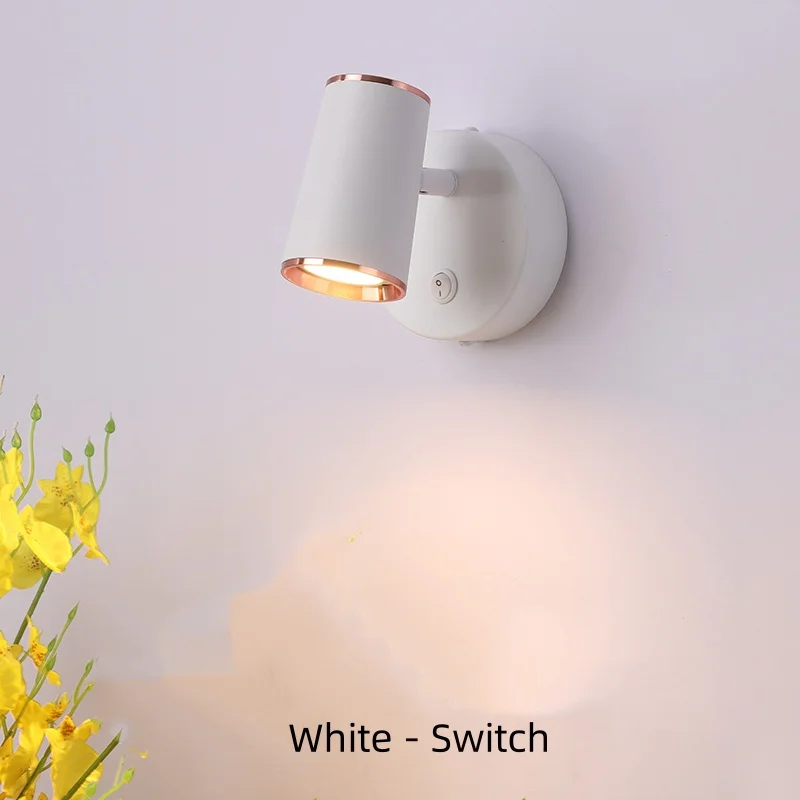 

Indoor 7W Led Wall Light Switch Modern Folding Rotation Home Hotel Bedroom Living room Bedside Reading Wall Lamp White Small