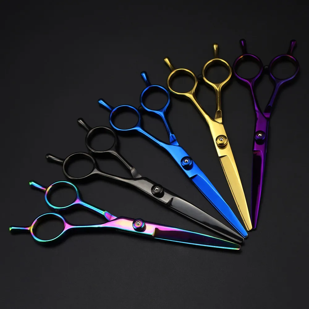 

Professional Japan 440c steel 6 inch cut scissor Color hair scissors haircut barber tools cutting shears hairdressing scissors