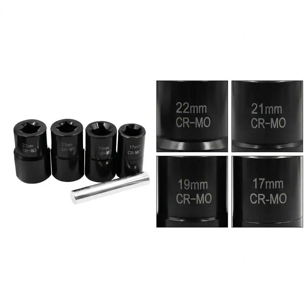 Nut Bolt Extractor Socket Set for Automotive and Home Use MO Material 17mm 19mm 21mm 22mm 1/2 Inch Square Drive