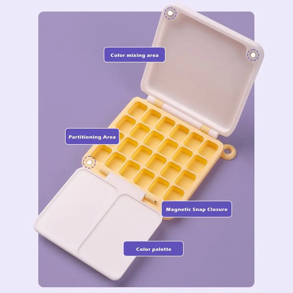 

Simple 24-grid Watercolor Paint Box Mini Empty Pigment Box Portable Paint Case Art Student Painting
