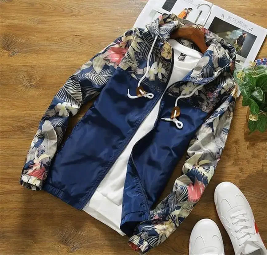 Women's Hooded Jackets 2023 Spring Autumn Floral Causal Windbreaker Women Basic Jackets Coats Zipper Lightweight Jackets Famale