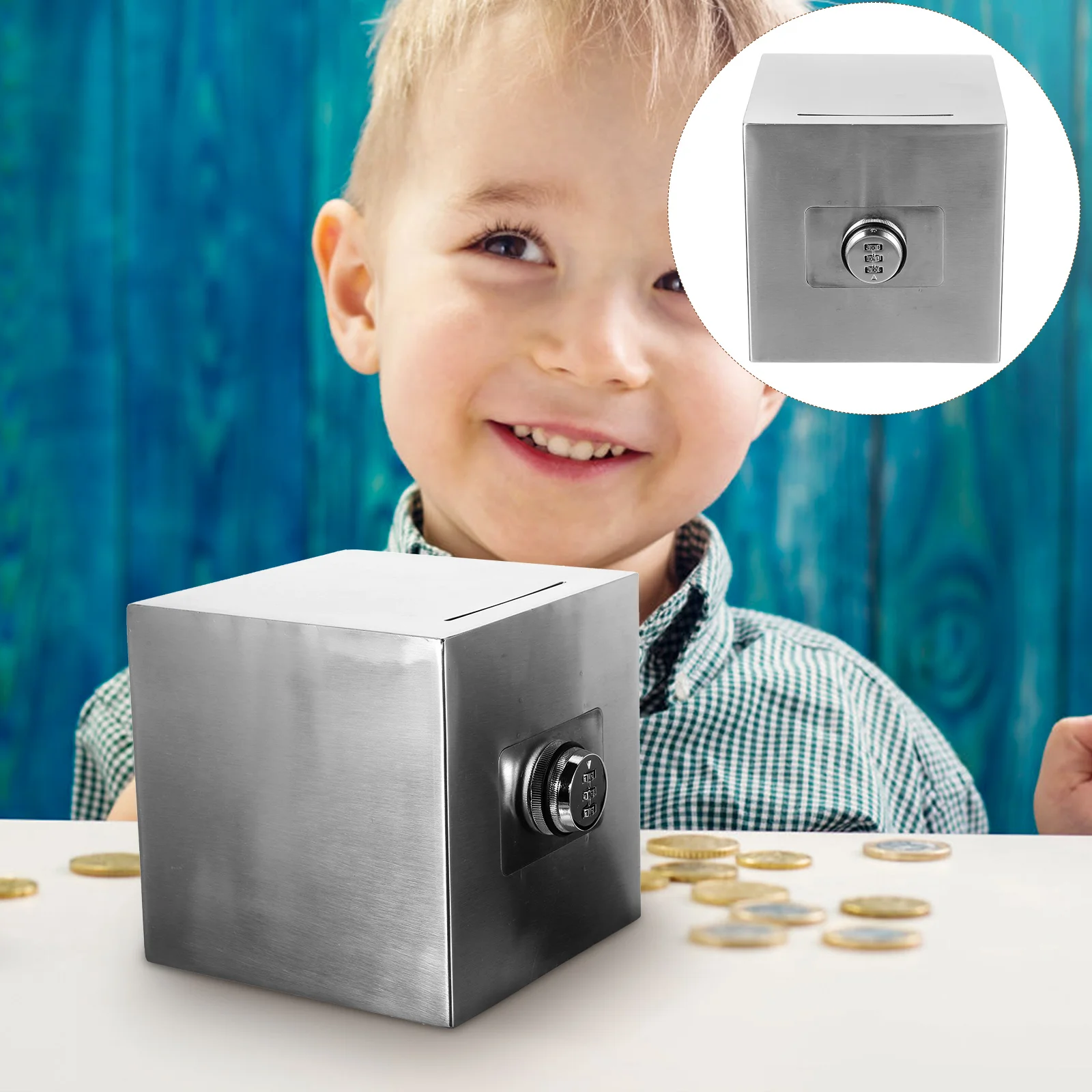 

Stainless Steel Large Capacity Money With Lock Savings For Unique Safe Coin Container Large Piggy For Boys