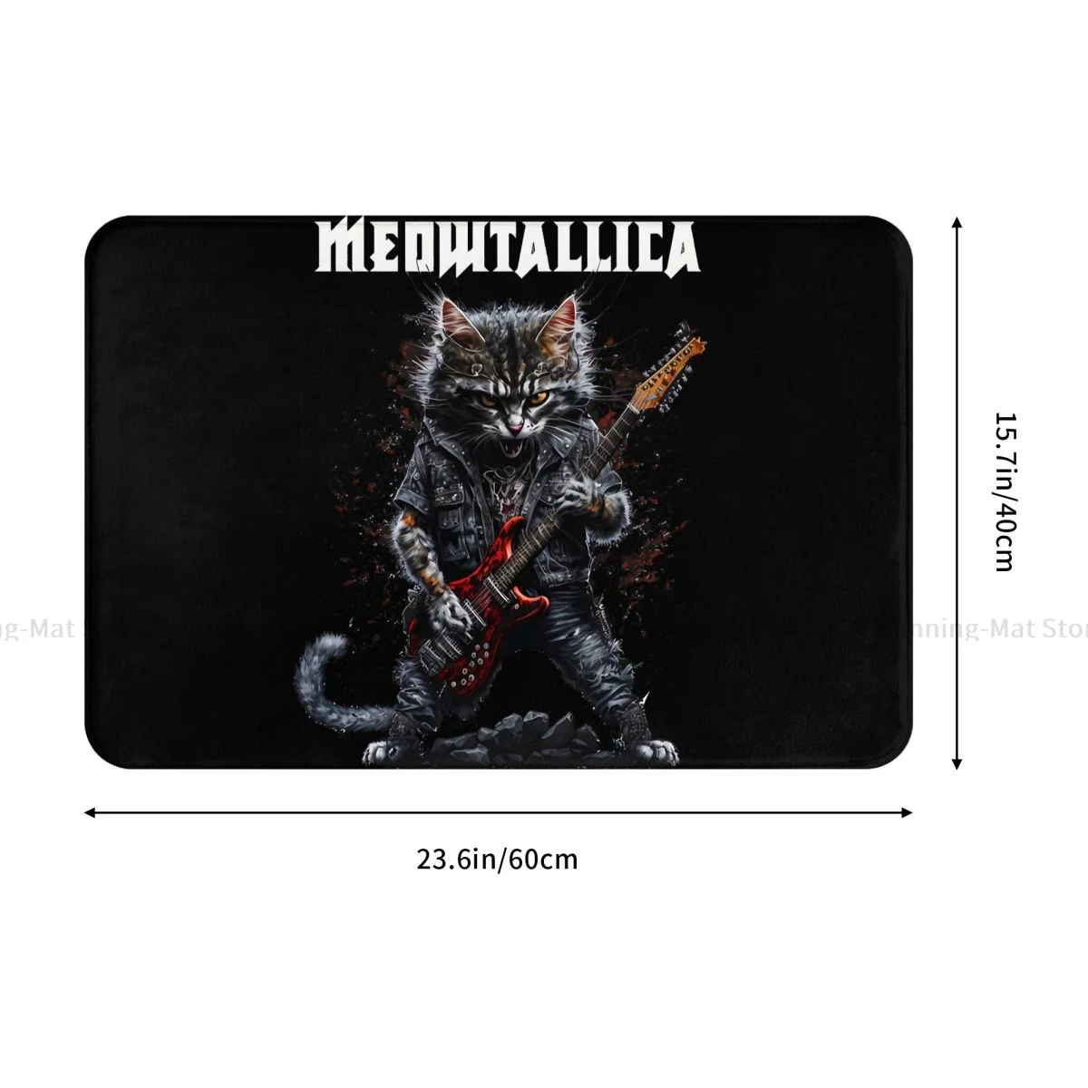 Heavy Mental Cat Meme Anti-Slip Doormat Living Room Mat Meowtallica Floor Carpet Welcome Rug Bedroom Decor