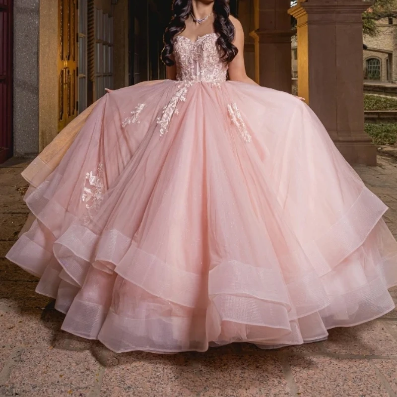 

Customized Prom Dresses Sweet 16 Year Girls Lace Applique Corset Ball Gown Birthday Party Dress Vestido De 15 Anos Pageant New