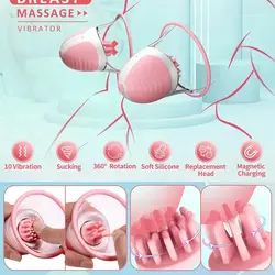 Nipple Suckers Sucking Stimulator Massager with 10 Vibrator Rotation Modes Adult Sex Toys for Women Couples Breasts Sucker