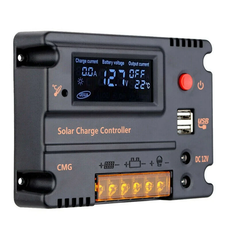 Solar Charge Controller 12V/24V Solar Panel Battery Regulator Auto Switch Solarcontroller Temperature Compensation