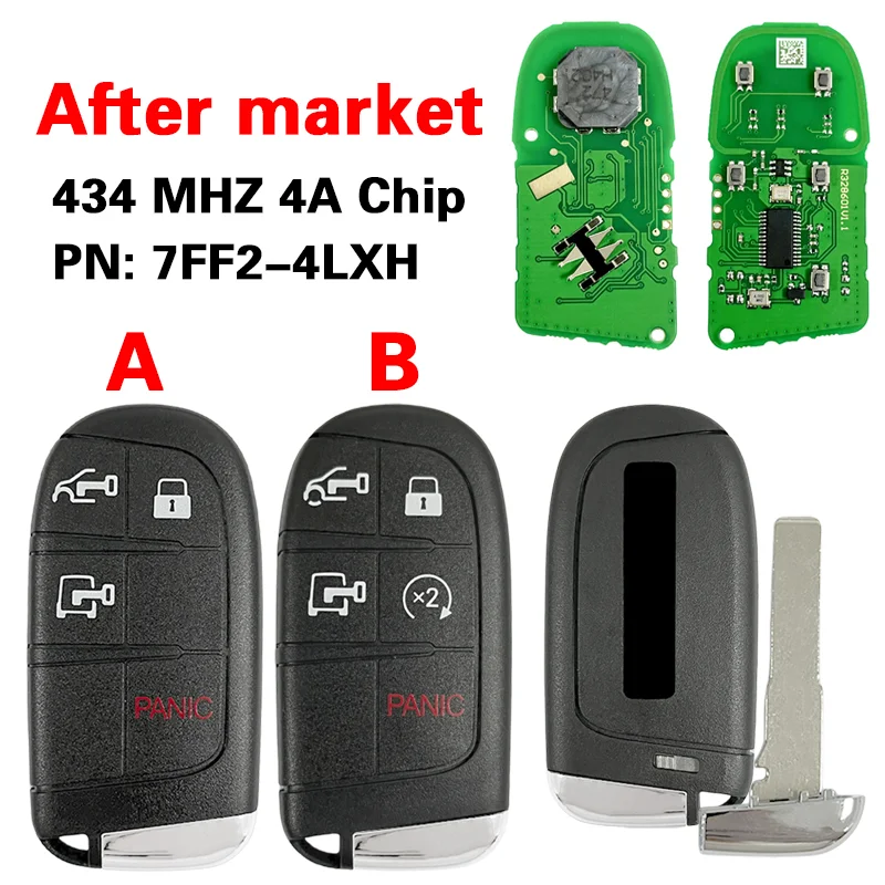 

M3M-40821302 For Dodge RAM PRO Master 1500 2500 3500 2022 2023 Smart Remote Key Fob 434MHZ 4A Chip PN: 7FF25LXHAB, 7FF24LXH