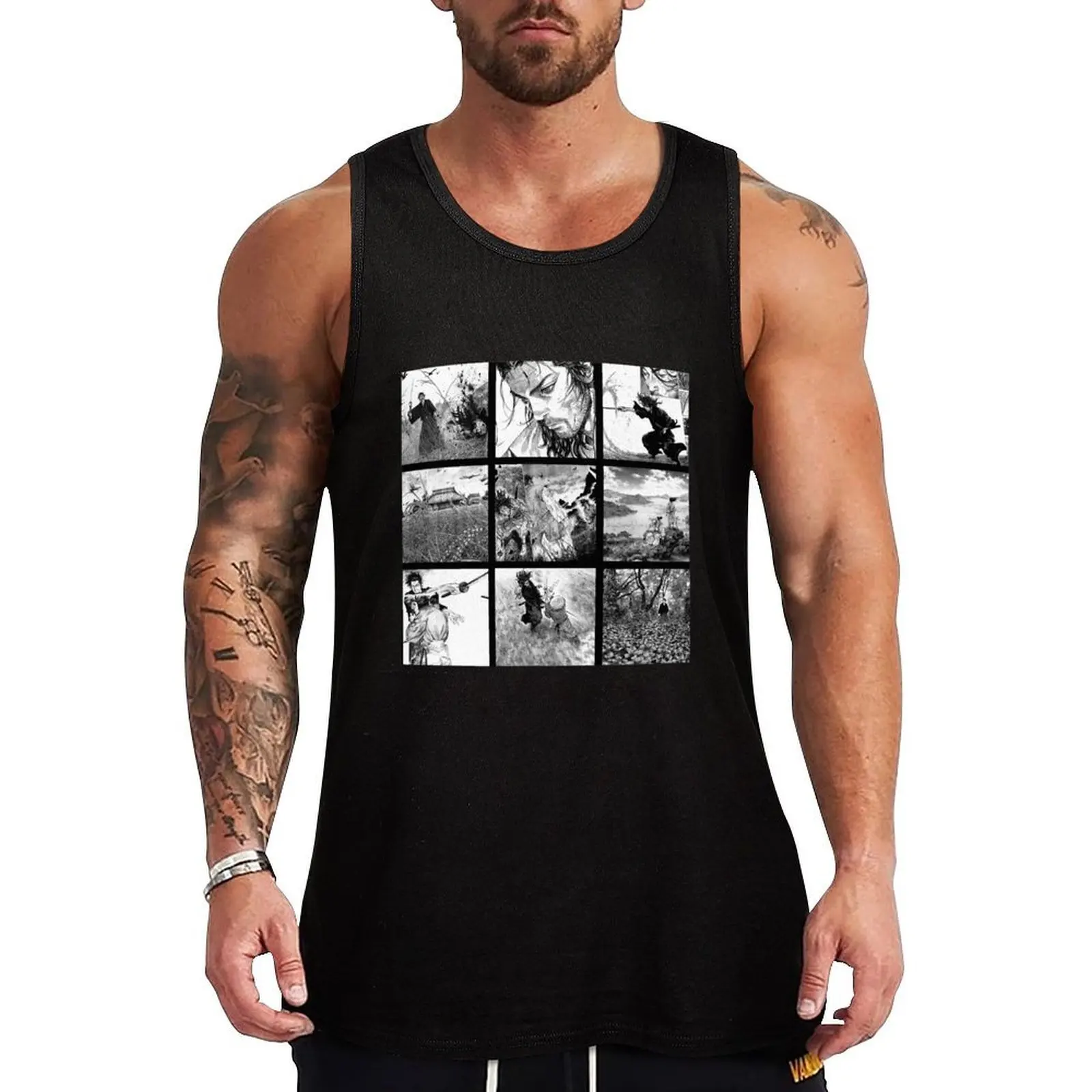 

Gifts For Men Vagabond Montage Musashi Vagabond Manga Tank Top Novelty Print Tank Top Casual Graphic Sleeveless Tee